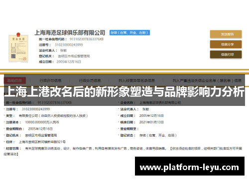 上海上港改名后的新形象塑造与品牌影响力分析